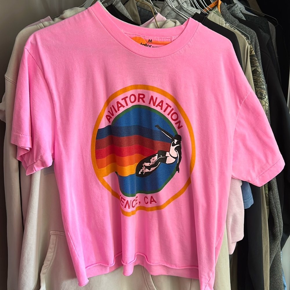 pink av cropped shirt worn 2 times max